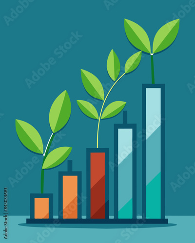 An image of a plant sprouting and growing taller with each new leaf representing a rise in savings.. Vector illustration