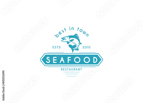 Fish seafood restaurant logo design. Fresh fish logo design