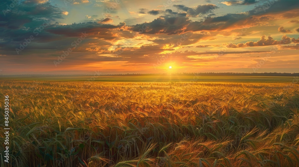 Sunset over the field Sunset over the field