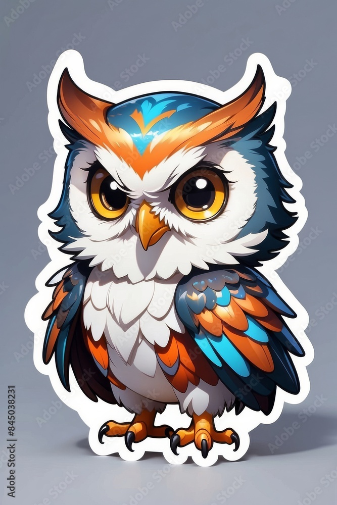 Cartoon Owl with Brightly Colored Feathers Cartoon Owl with Brightly Colored Feathers