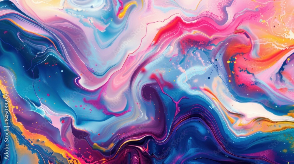 Colorful liquid flowing over water surface abstract painting for artistic inspiration and creativity Colorful liquid flowing over water surface abstract painting for artistic inspiration and creativity