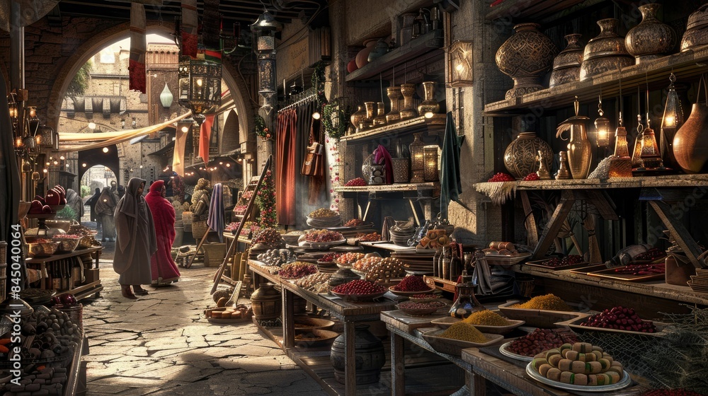 Ancient Marketplace with Exotic Goods AI generated Ancient Marketplace with Exotic Goods AI generated