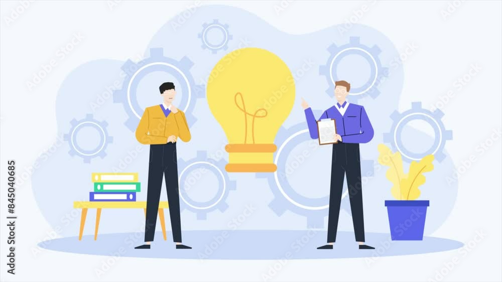 teamwork with bulb illustration concept business animated video teamwork with bulb illustration concept business animated video