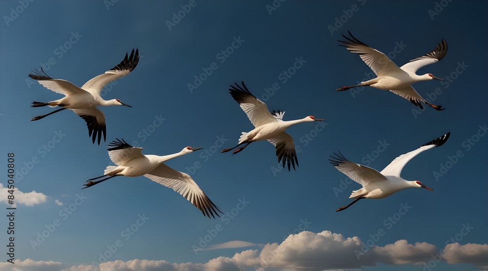 Obraz premium Flying cranes.generative.ai