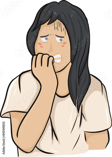 Hand drawing of a woman having a panic attack Vector illustration.