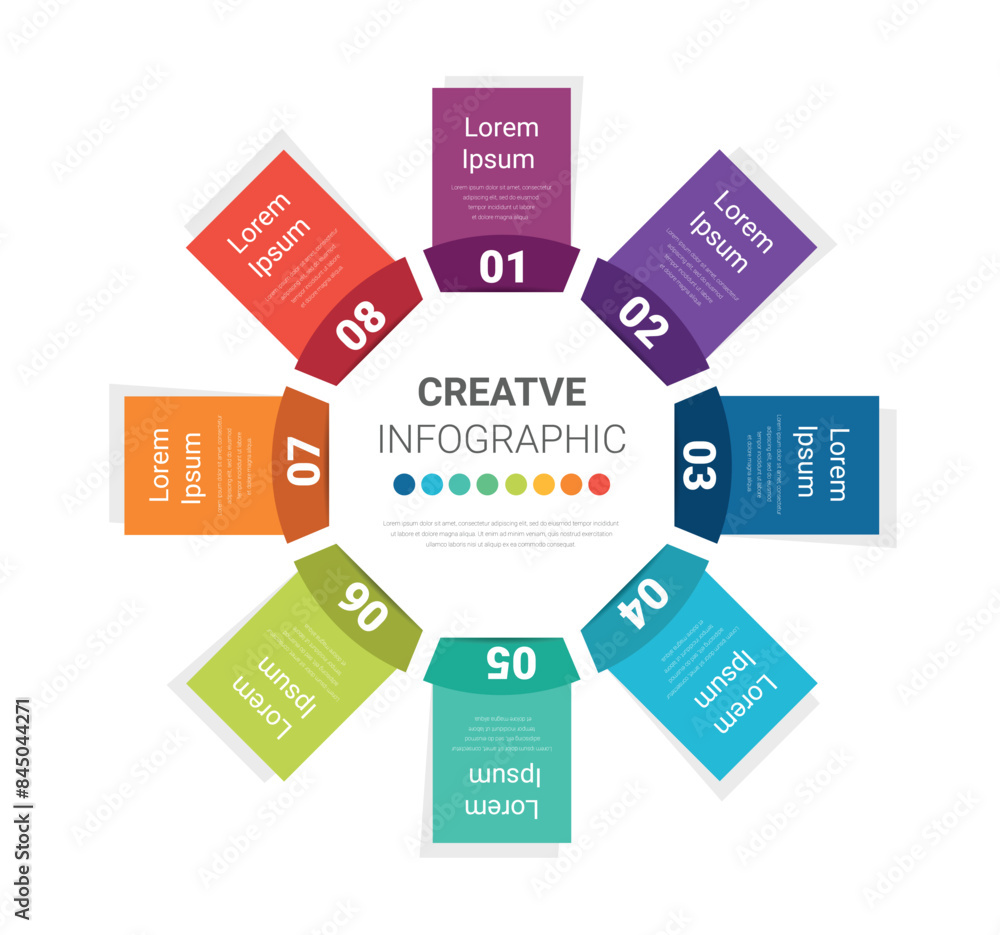 Circle Infographic thin line design and 8 options or steps. Infographics for business concept. Can be used for presentations banner, workflow layout, process diagram, flow chart.