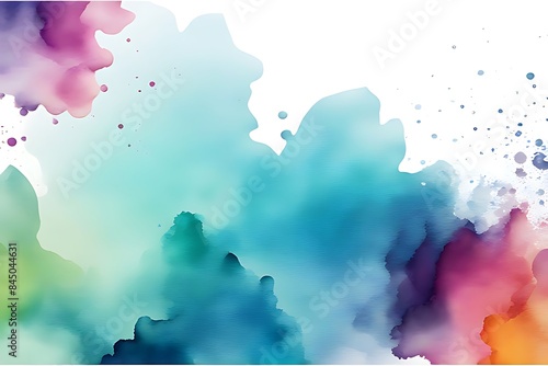 Grunge watercolor border background and texture, white bright tone, space for design. watercolor background