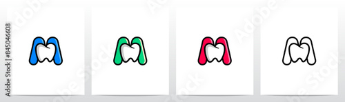 Cartoon Comic Style Tooth Dentist Letter Initial Logo Design M