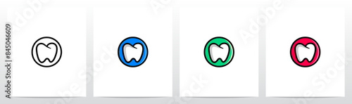 Cartoon Comic Style Tooth Dentist Letter Initial Logo Design O