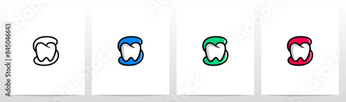 Cartoon Comic Style Tooth Dentist Letter Initial Logo Design S