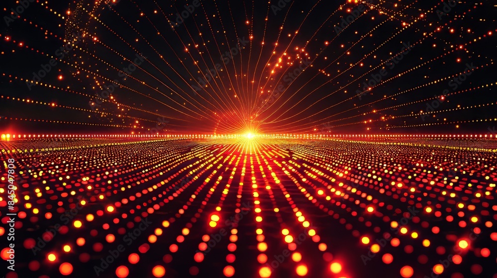 Obraz premium An abstract technology background with binary code and vibrant colors on a black background.