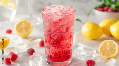  glass of refreshing raspberry juice