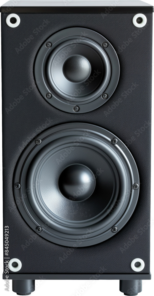 Black speaker with two woofers isolated on transparent background. Black speaker with two woofers isolated on transparent background.