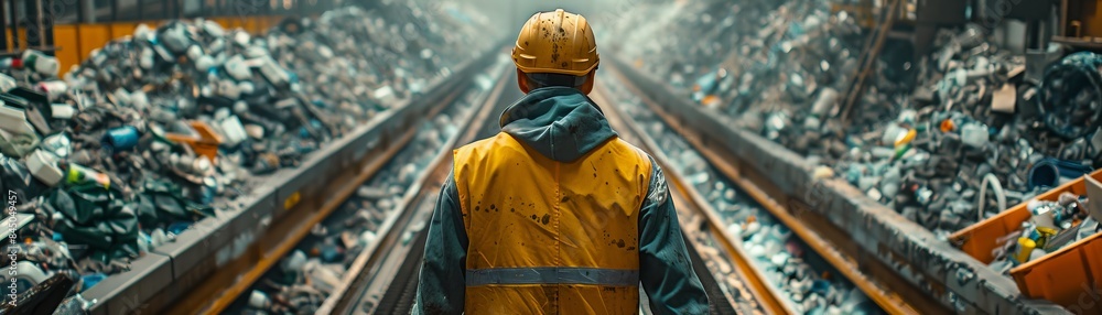 Efficient Worker Sorting Mixed Materials on Conveyor Belt at Recycling Plant Efficient Worker Sorting Mixed Materials on Conveyor Belt at Recycling Plant