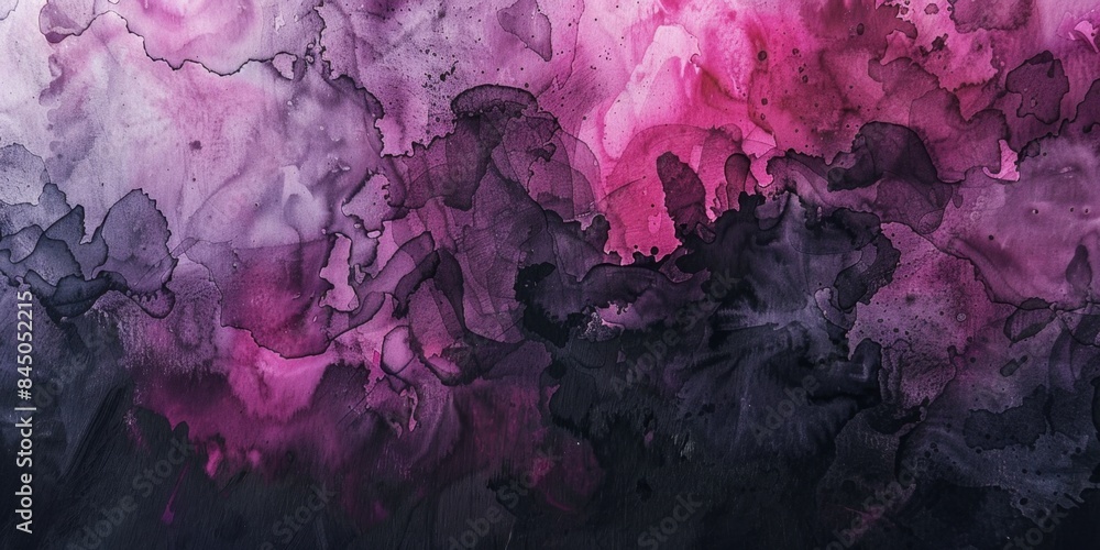 Abstract Watercolor Texture Elements on Black Ink Background ...