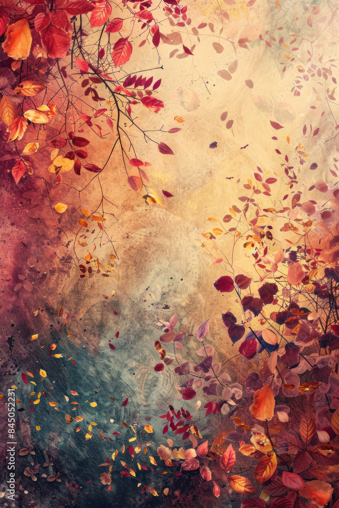 Autumn Leaves on Grunge Background Autumn Leaves on Grunge Background