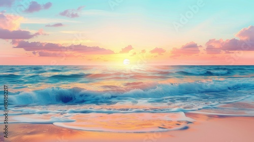 Summer Sea Sunset Background with Copy Space