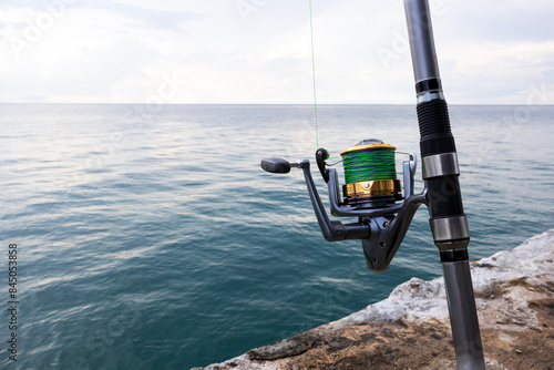 fishing rod at sea prepare to work
