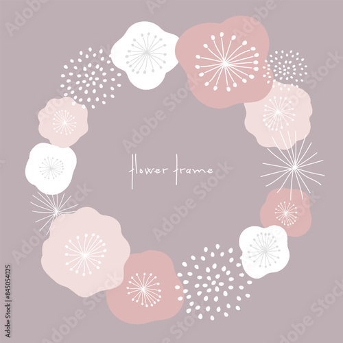 北欧風の花柄のリースのフレーム