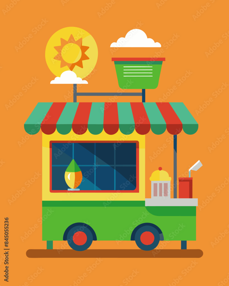 The use of solar energy has not only reduced the carbon footprint of these food carts but also minimized their operating costs allowing for more affordable prices for customers.. Vector illustration The use of solar energy has not only reduced the carbon footprint of these food carts but also minimized their operating costs allowing for more affordable prices for customers.. Vector illustration