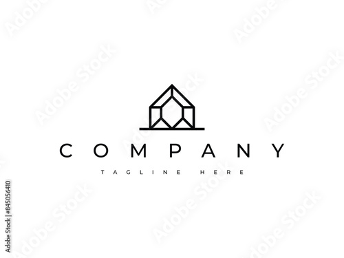 creative minimal house with diamond gemstone logo design