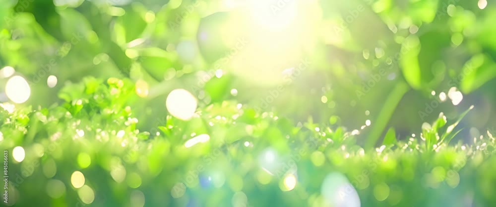Spring summer background with a frame of grass and leaves on nature. Juicy lush green grass on meadow with drops of water dew sparkle in morning light outdoors close-up Spring summer background with a frame of grass and leaves on nature. Juicy lush green grass on meadow with drops of water dew sparkle in morning light outdoors close-up