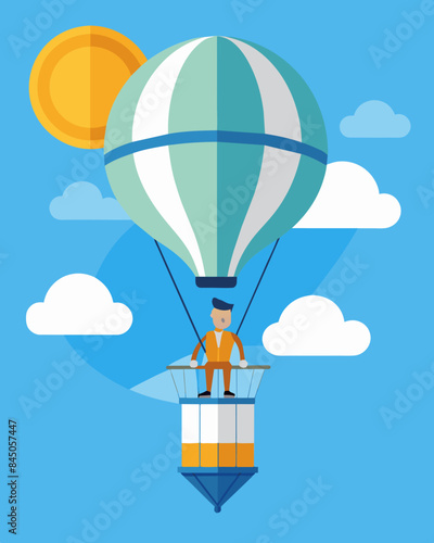 The pilot expertly controlled the altitude of the balloon by adjusting the amount of solar energy being used to heat the air.. Vector illustration