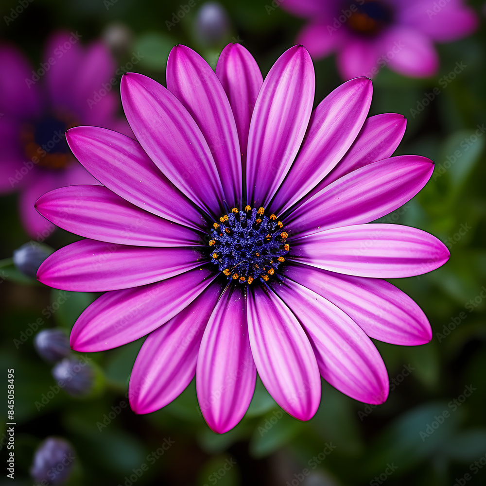 Beautiful purple daisy flower with water drops on petals. Beautiful purple daisy flower with water drops on petals.