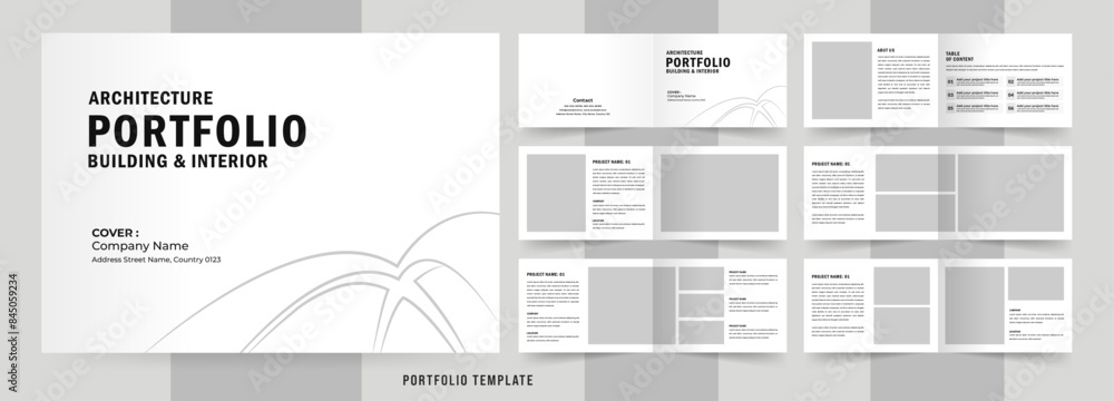 Landscape architecture profile brochure template and interior portfolio layout design