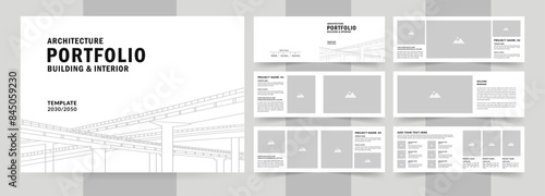 Landscape Architects Portfolio Booklet template, Black and White Portfolio Layout	