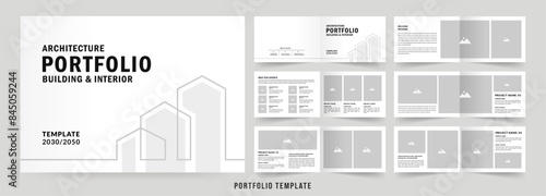 Landscape architecture portfolio template or Portfolio layout design. A4 size brochure design for interior