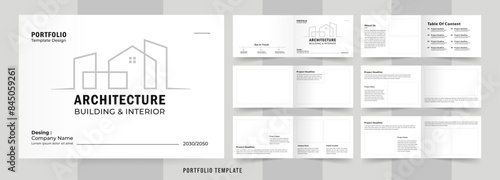 Landscape Portfolio Layout Architecture Portfolio Interior Brochure Design Vector Illustration