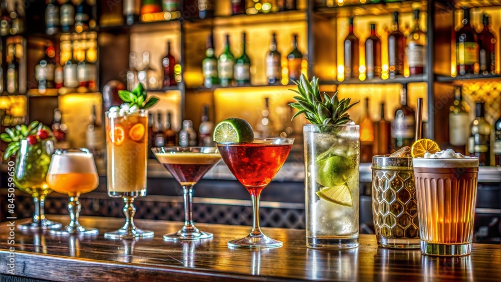 Design a trendy cocktail bar with a focus on craft cocktails and mixology. Design a trendy cocktail bar with a focus on craft cocktails and mixology.