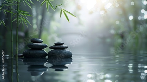 Tranquil Zen Garden with Stacked Stones