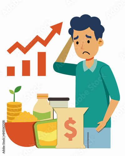 Customers were dismayed to see the prices on basic pantry staples like rice and pasta had risen unexpectedly due to the recent price hike.. Vector illustration