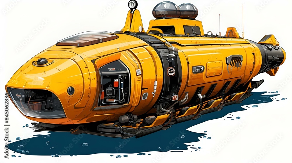 Yellow submarine with black and white design. Yellow submarine with black and white design.