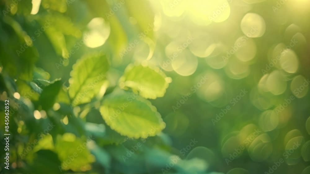 Blurred bokeh and soft light empty space in the center, surrounded by light green leaves Blurred bokeh and soft light empty space in the center, surrounded by light green leaves