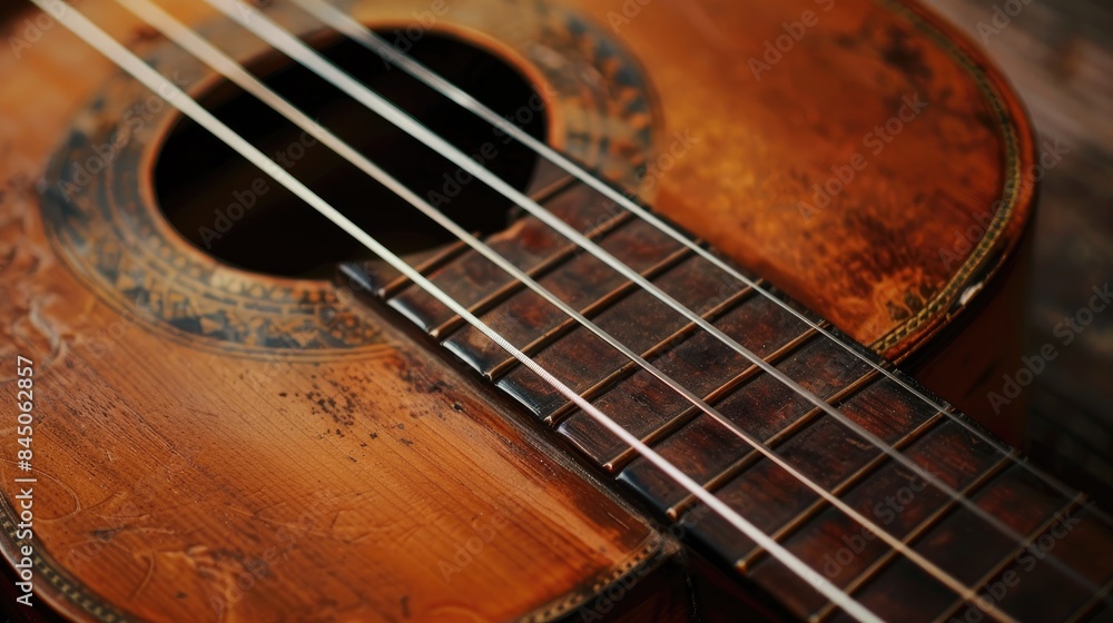 Fototapeta premium Close up photo of traditional acoustic guitar