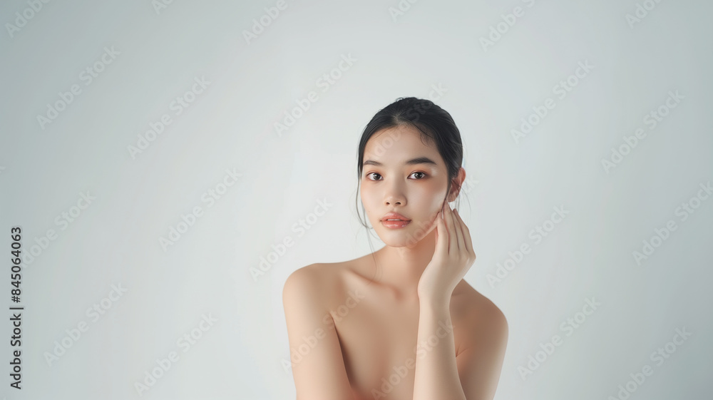 Beautiful young asian woman with clean fresh skin on white background, Face care, Facial treatment, Cosmetology, beauty and spa, Asian women portrait. Beautiful young asian woman with clean fresh skin on white background, Face care, Facial treatment, Cosmetology, beauty and spa, Asian women portrait.