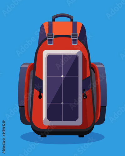 With a sleek design and highperformance solar panels this solar backpack is a musthave for techsavvy travelers.. Vector illustration