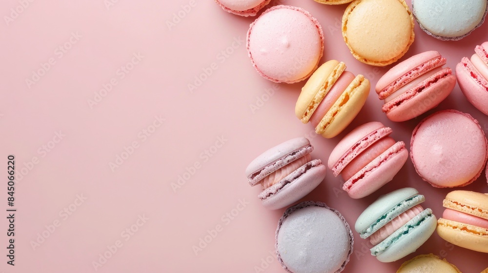 Colorful Pastel French Macarons on a Simple Background Colorful Pastel French Macarons on a Simple Background