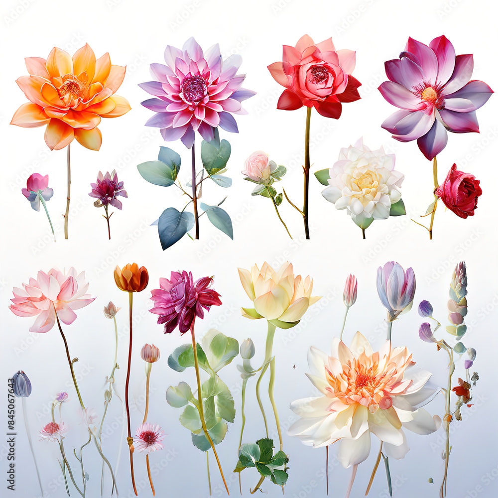 Illustration of a flower meadow in spring. Generative AI. Illustration of a flower meadow in spring. Generative AI.