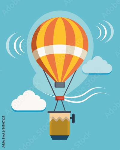 The hum of solarpowered fans could be heard as the pilot fired up the hot air balloons heating system.. Vector illustration