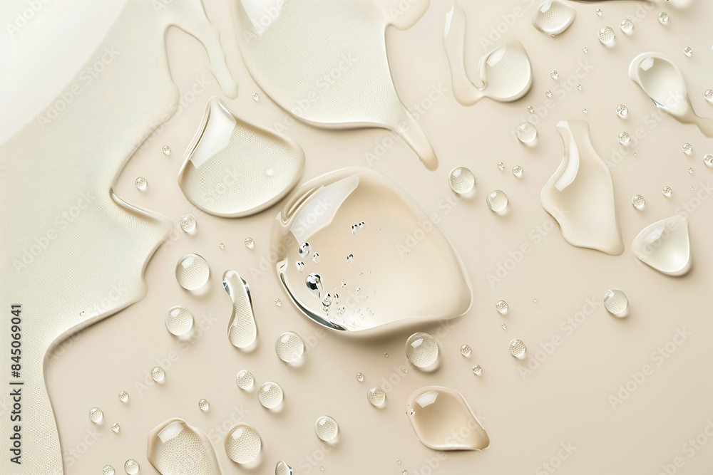 Drops of water on a beigel bright color background. Drops of water on a beigel bright color background.