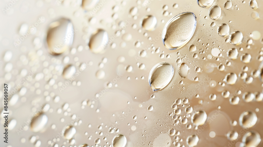 Drops of water on a beigel bright color background. Drops of water on a beigel bright color background.