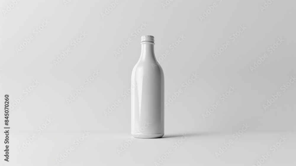 Minimalist White Bottle Against Plain Background Minimalist White Bottle Against Plain Background