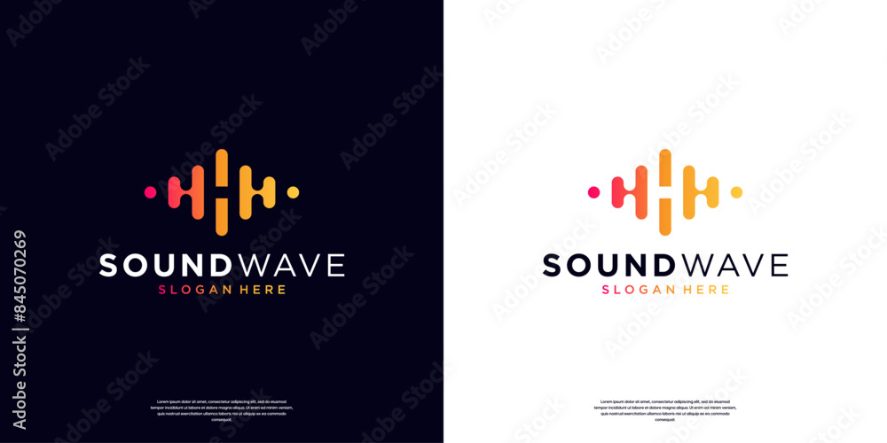 Abstract Gradient Sound Wave Music Logo Collection Vector