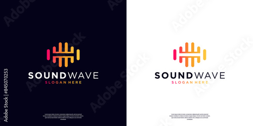 Sound wave logo vector template. Abstract music equalizer icon elements. Audio, pulse, frequency and digital voice concept design.