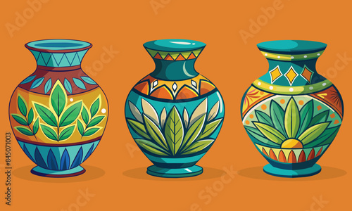 two vases on a Yellow background