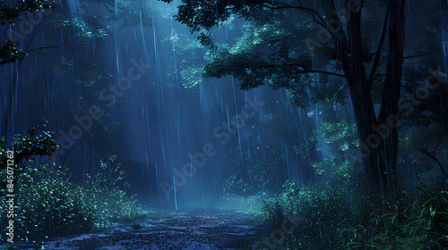 forest on a rainy night